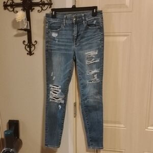 American Eagle Super Stretch X Hi-Rise Distressed Skinny Jeans 6 Short